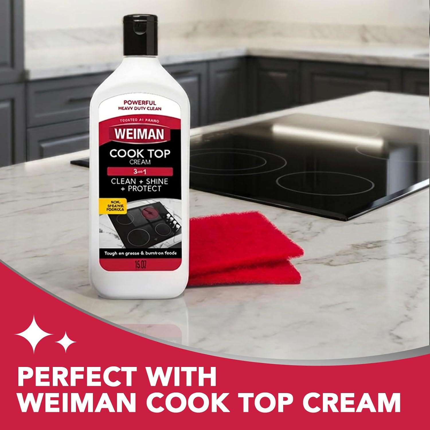Weiman Cook Top Scrubbing Pads – Pet-Friendly Non-Scratch Pads for Ceramic Cooktop Care, 6 Pack
