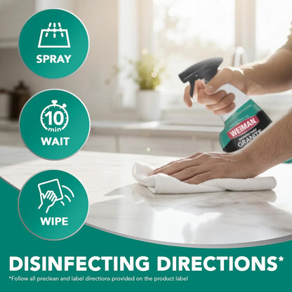 Weiman Disinfectant Granite Daily Clean & Shine – Designer Countertop Care for Polished Modern Kitchens