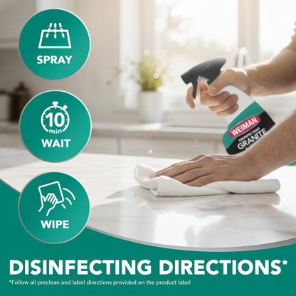 Weiman Disinfectant Granite Daily Clean & Shine – Self-Care Routine Cleaner for Germ-Free Stone Countertops and Showers