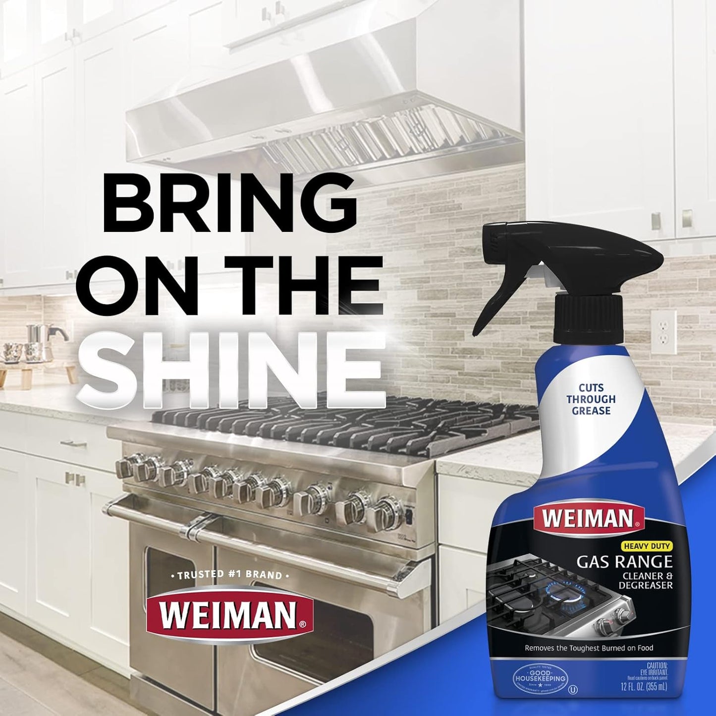 Weiman Gas Range Cleaner and Degreaser – Low-Odor Stovetop Spray for Homes with Kids and Pets, Daily Kitchen Cleaning