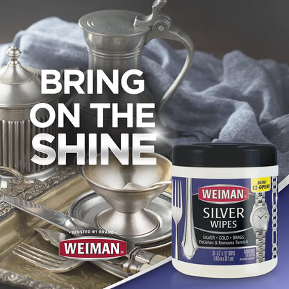 Weiman Jewelry Polish Cleaner – Premium Tarnish Remover Wipes for Heirloom Silver Collections and Estate Jewelry