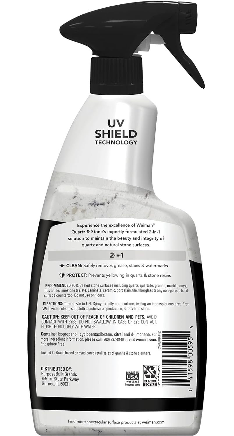 Weiman Quartz Countertop Cleaner and Polish — Streak-Free Shine for Granite, Marble, and Stone Kitchen Islands