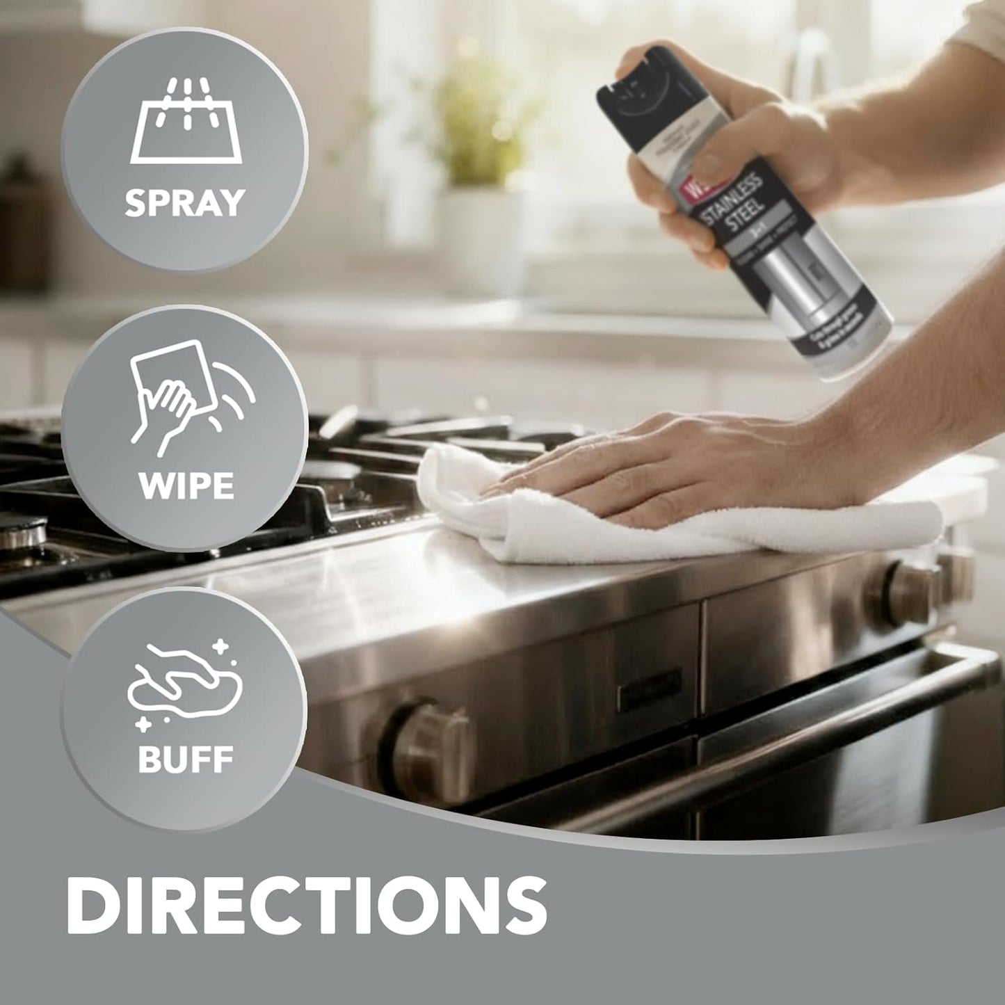 Weiman Stainless Steel Cleaner & Polish – Living Room & Kitchen Appliance Shine Spray