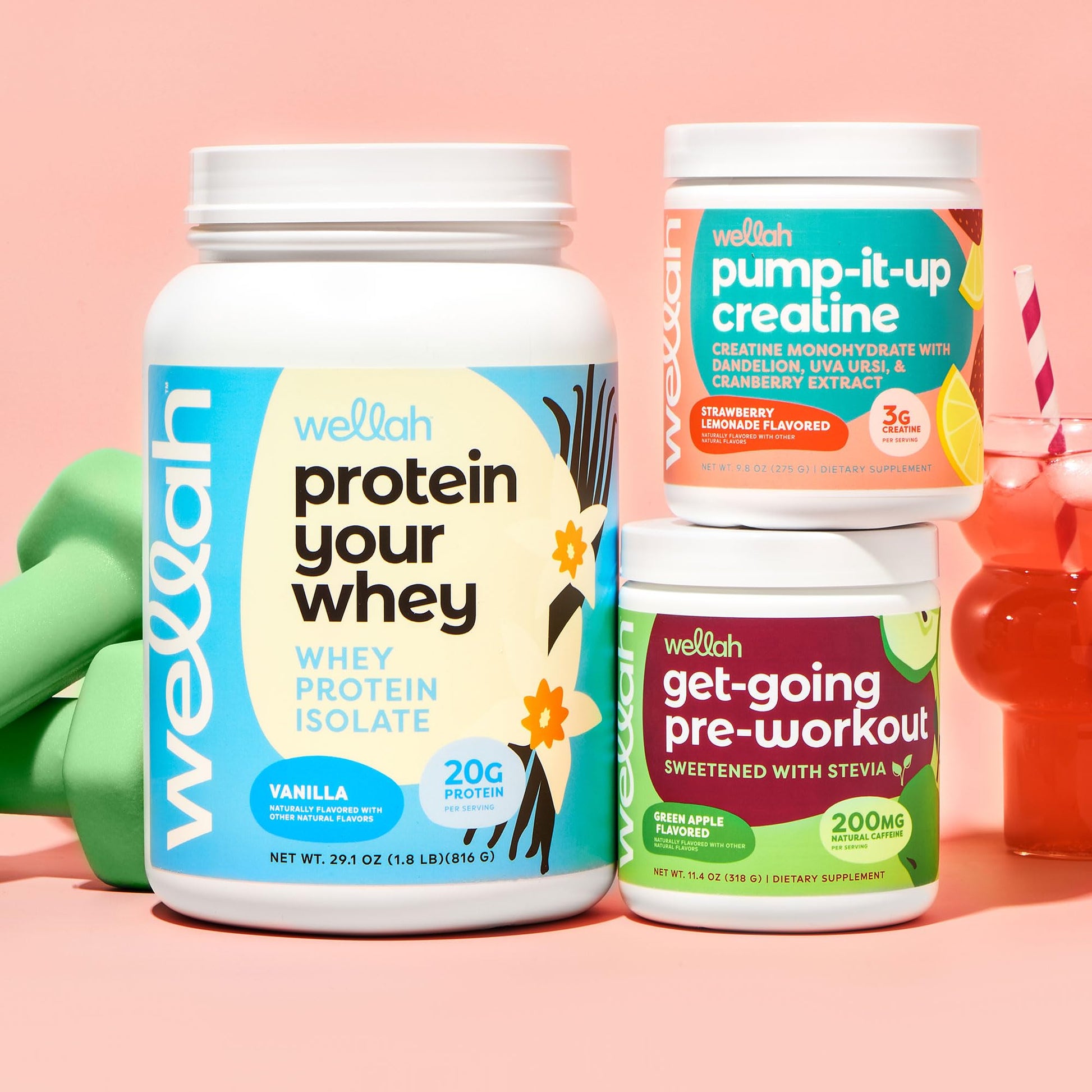 Wellah Pump-It-Up Creatine — Post-Workout Self-Care Blend with Dandelion & Cranberry for Lean Wellness Goals