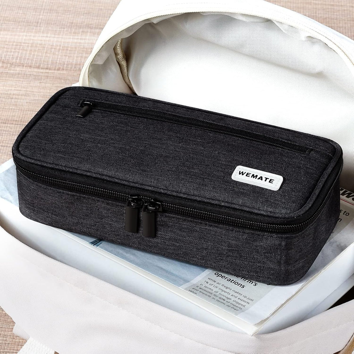 WEMATE Pencil Case – Modern Vanity Organizer, Understated Makeup and Pencil Pouch