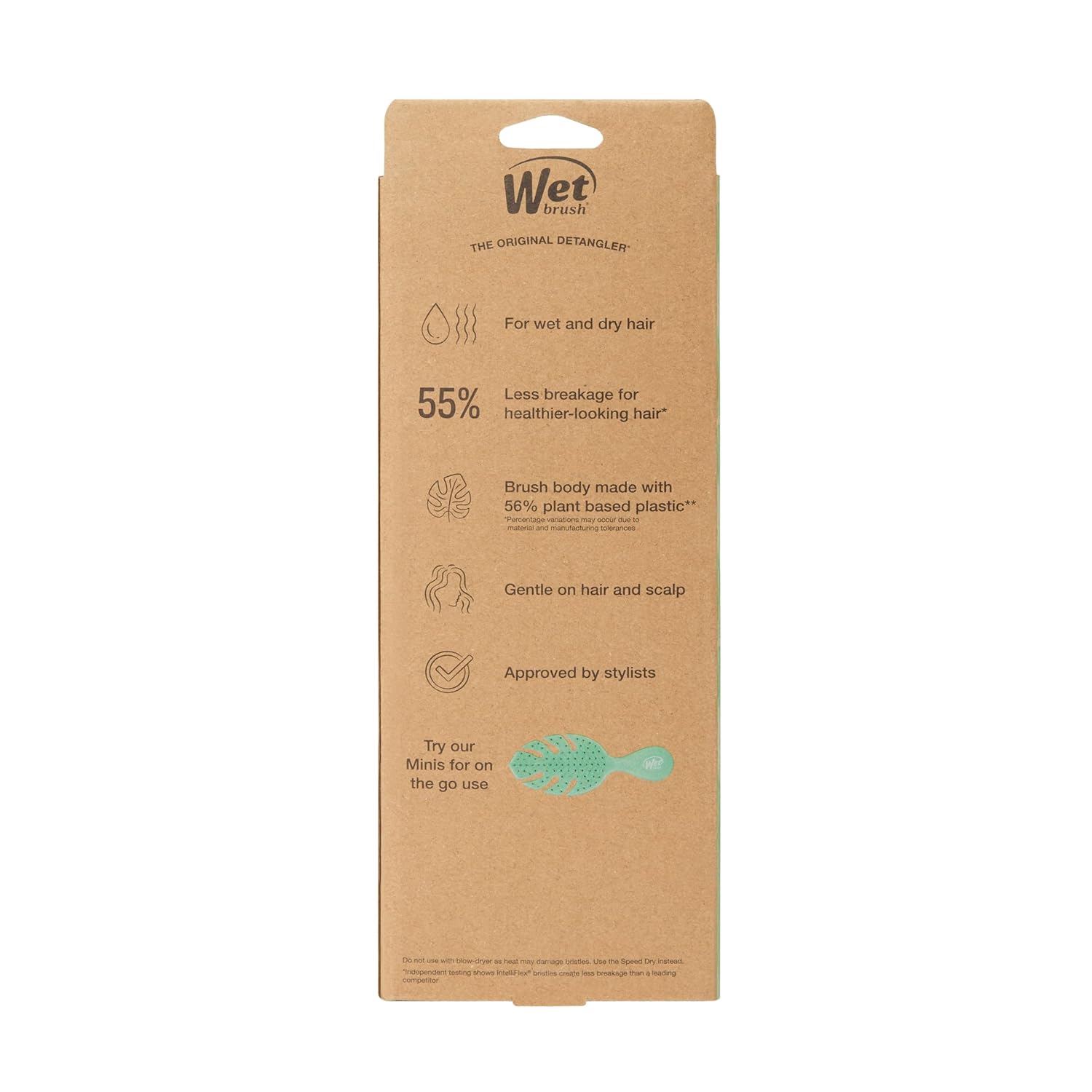 Wet Brush Go Green Curl Detangler – Self-Care Hair Tool for Curly Hair, Pain-Free Wet or Dry Brushing
