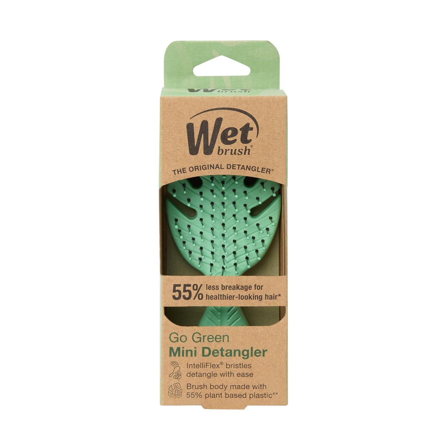 Wet Brush Go Green Mini Detangler – Thoughtful Birthday Gift for Women, Travel Hair Brush for Tangle-Free Hair