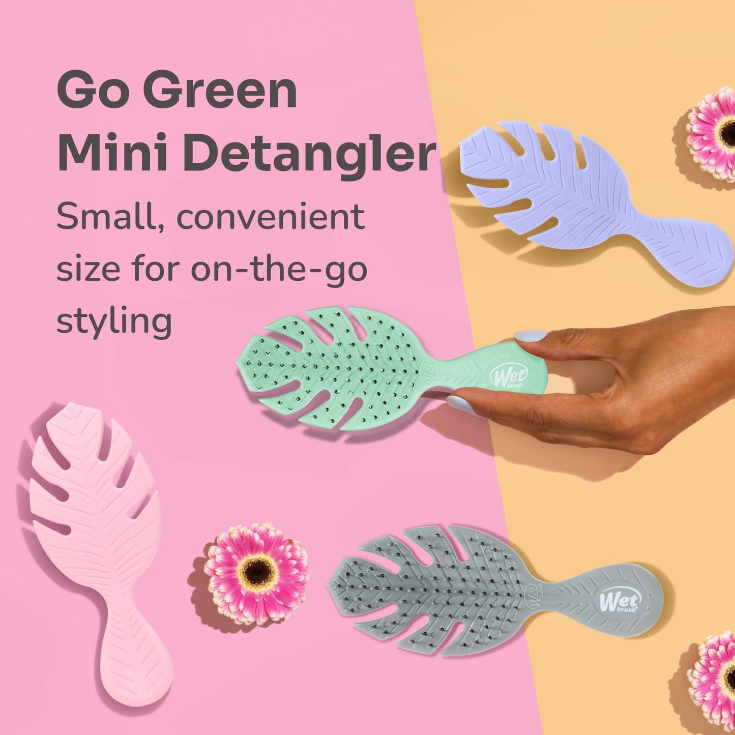 Wet Brush Go Green Mini Detangler – Thoughtful Birthday Gift for Women, Travel Hair Brush for Tangle-Free Hair