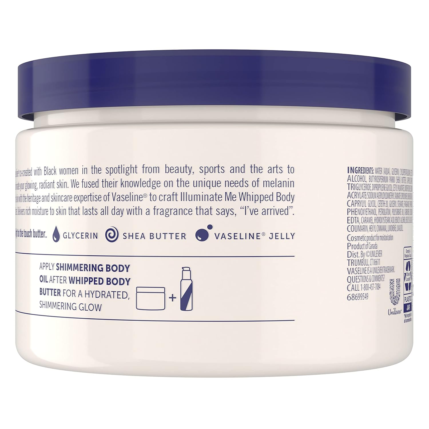 whipped lightweight body butter texture with luminous glow finish