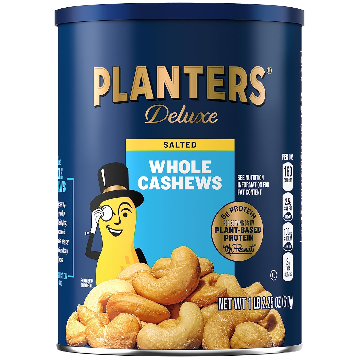 whole cashew pieces roasted in peanut oil and finished with sea salt