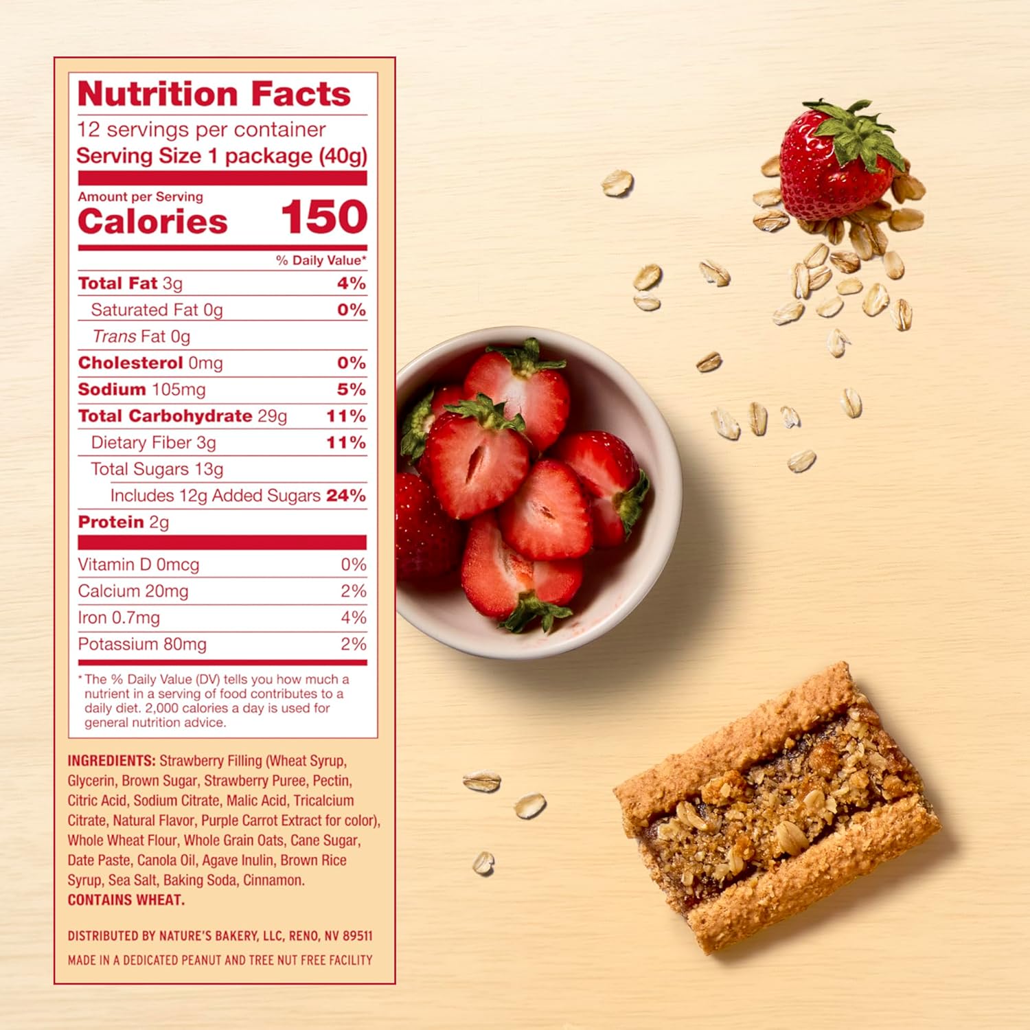 whole grain rolled oats and whole wheat flour base with added fiber