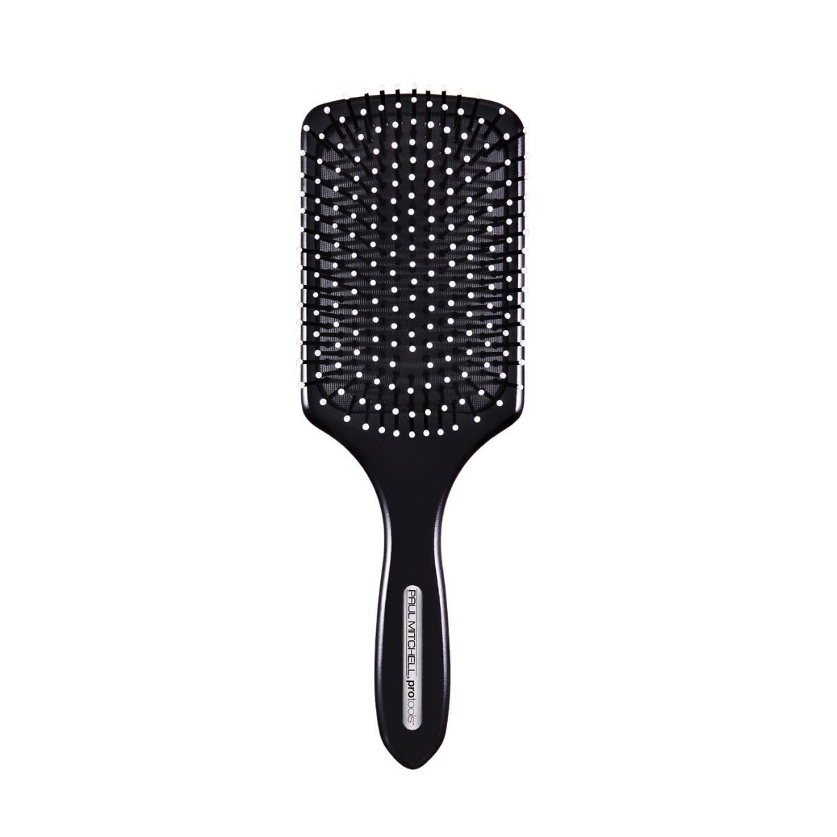 wide paddle brush head for maximum control on long hair