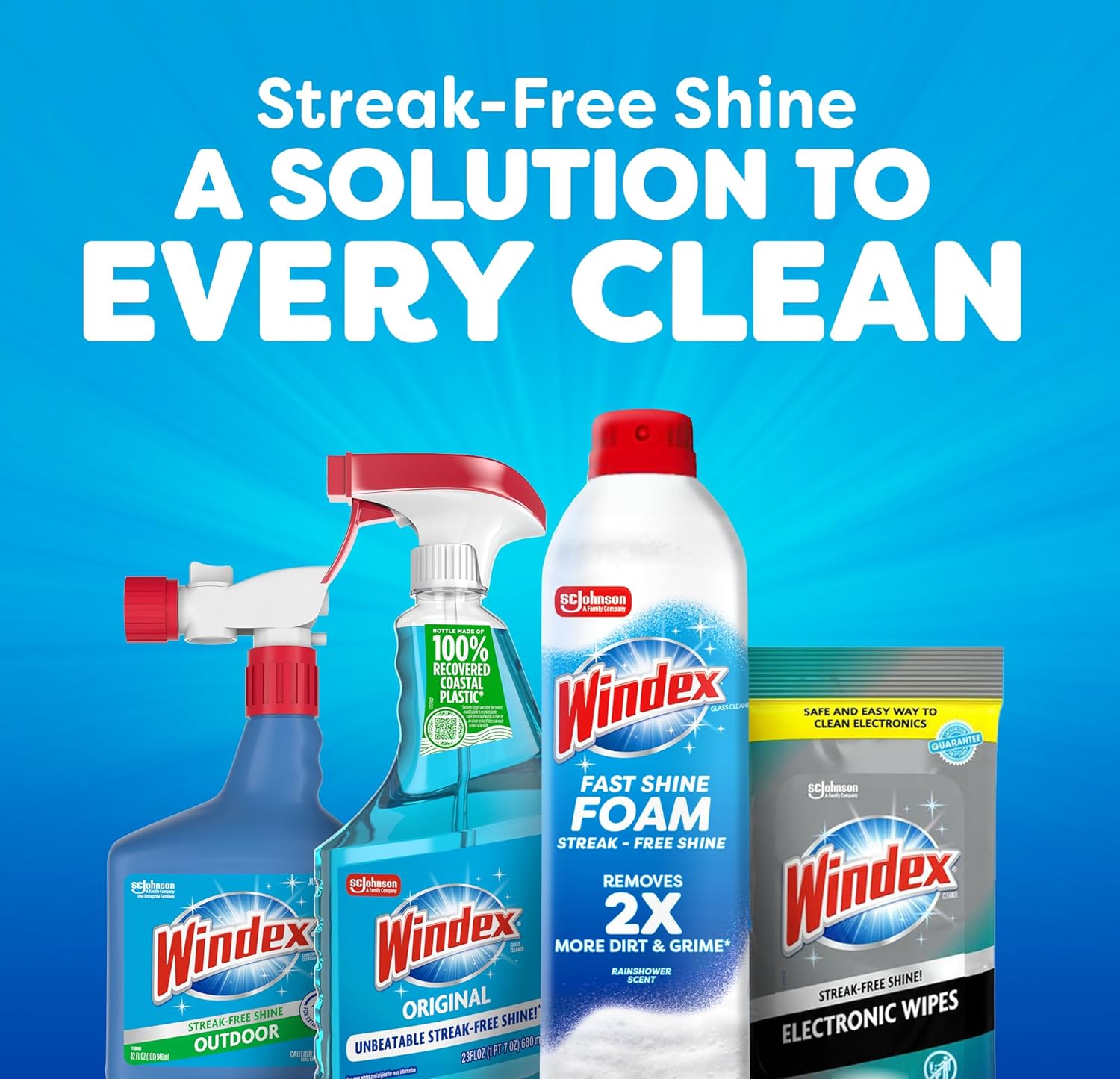 Windex Fast Shine Foam Glass Cleaner – Home Office Window and Desk Polish for a Focused Workday