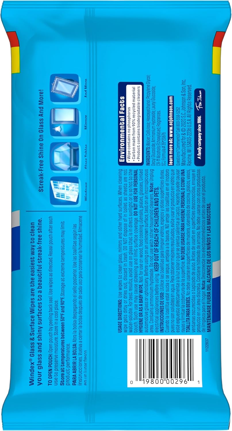 Windex Glass Wipes – Streak-Free Shine for Living Room Display Cabinets and Framed Wall Art