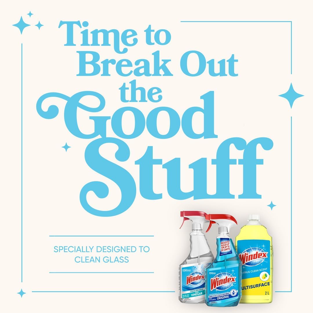Windex Multi-Surface Disinfectant Cleaner – Germ-Free Counter and Door Knob Care for Family Homes