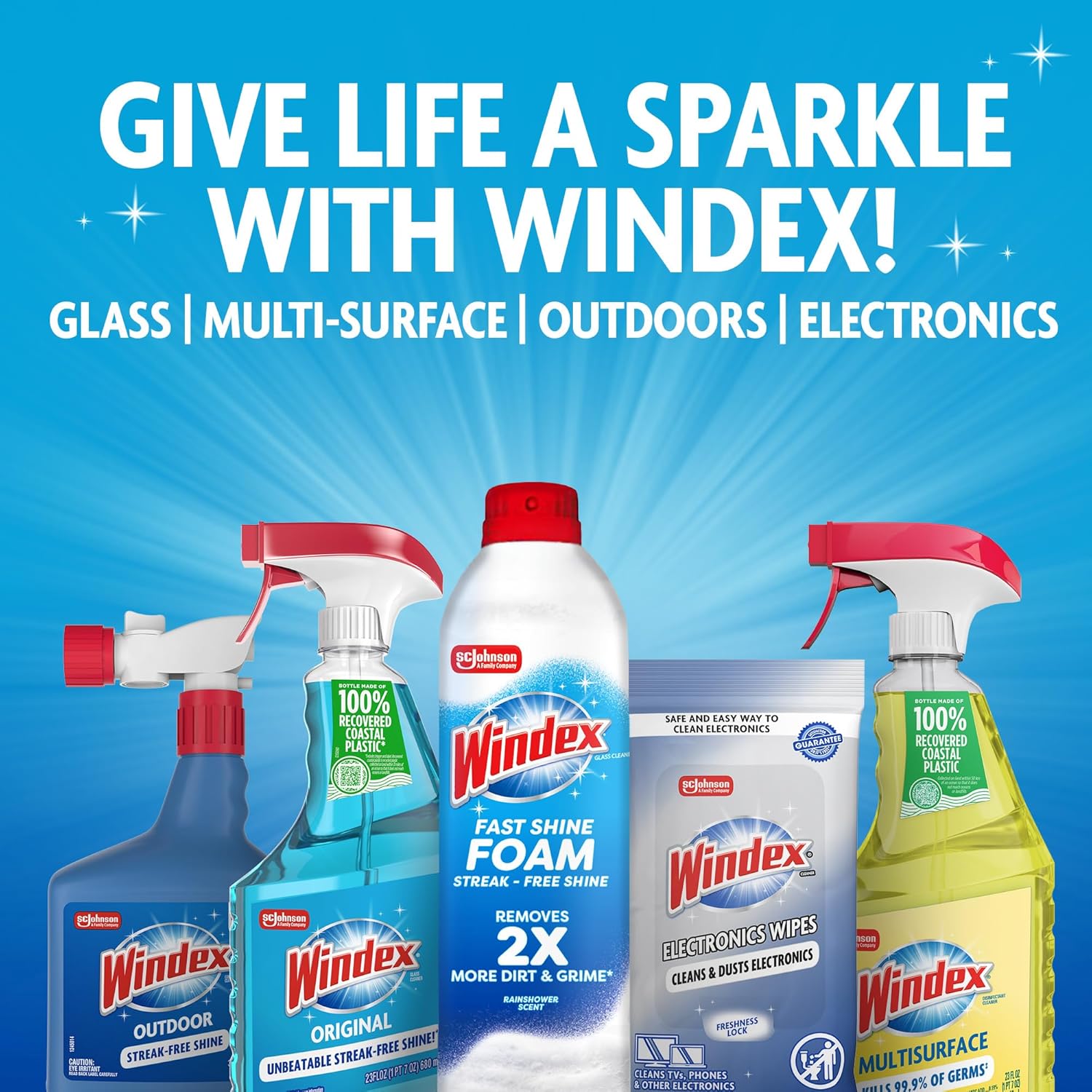 Windex Original Blue Glass Cleaner – Living Room Decor Essential for Crystal-Clear Mirrors and Tabletops