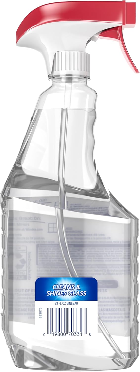 Windex Vinegar Glass Cleaner for Bathroom Wind-Down Routines, Streak-Free Mirror Shine