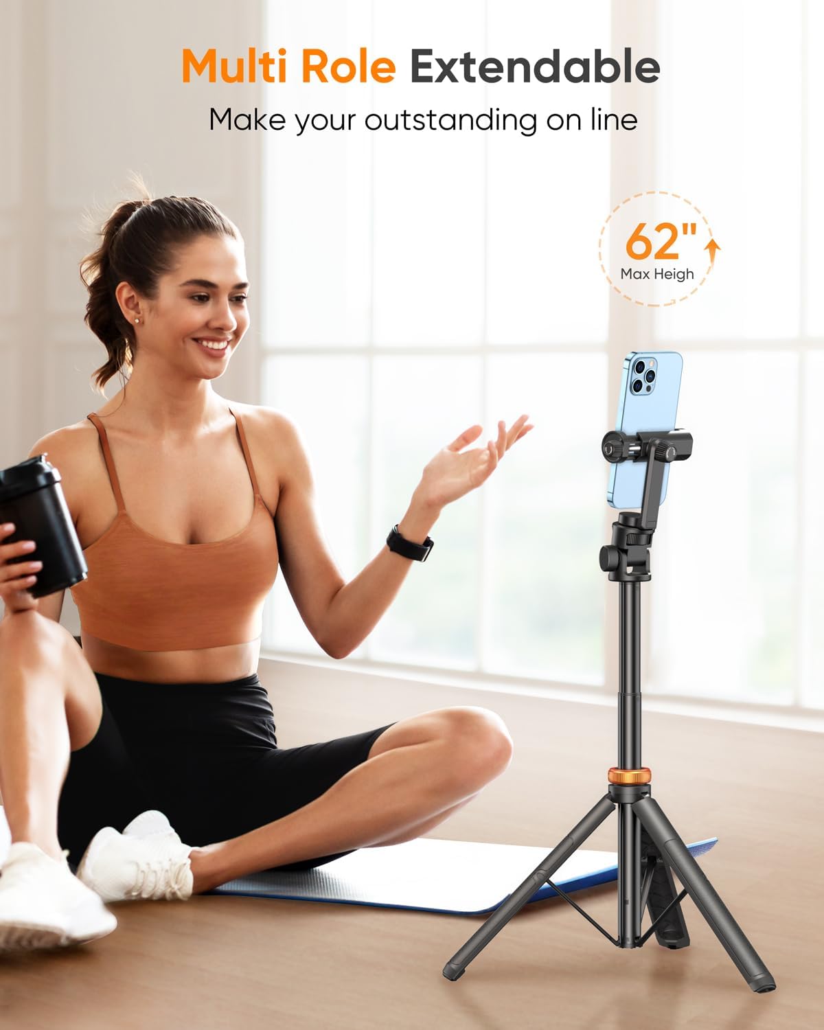 wireless bluetooth remote with 33ft/10m capture range for shutter and video start/stop