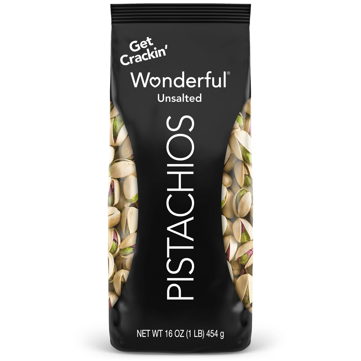 Wonderful Pistachios In-Shell Unsalted Nuts, 16 Ounce Bag, Protein Snacks, Gluten Free, Vegan Snacks, Shelled Pistachios