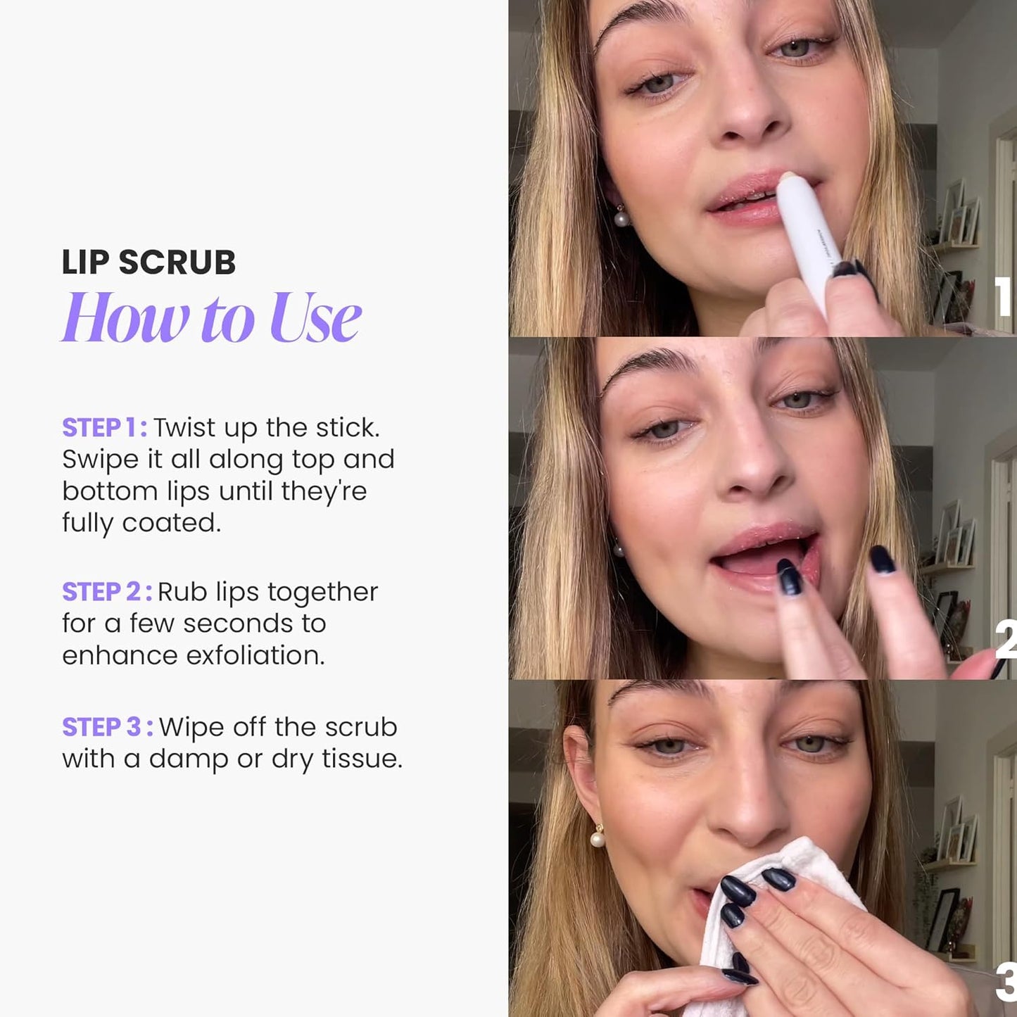 Wonderskin Lip Scrub – Patio and Poolside Lip Care, Mess-Free Crayon Exfoliator for Travel