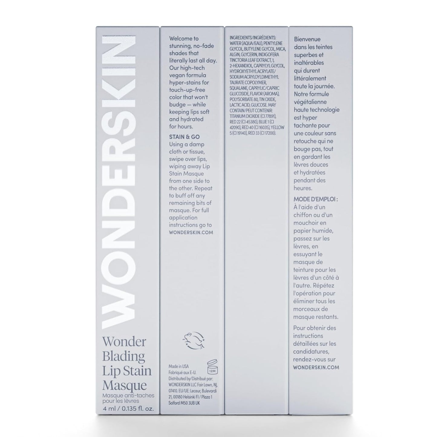 Wonderskin Wonder Blading Lip Stain Kit – Romantic Valentine's Day Gift for Her, Peel-Off Masque with Buildable Color