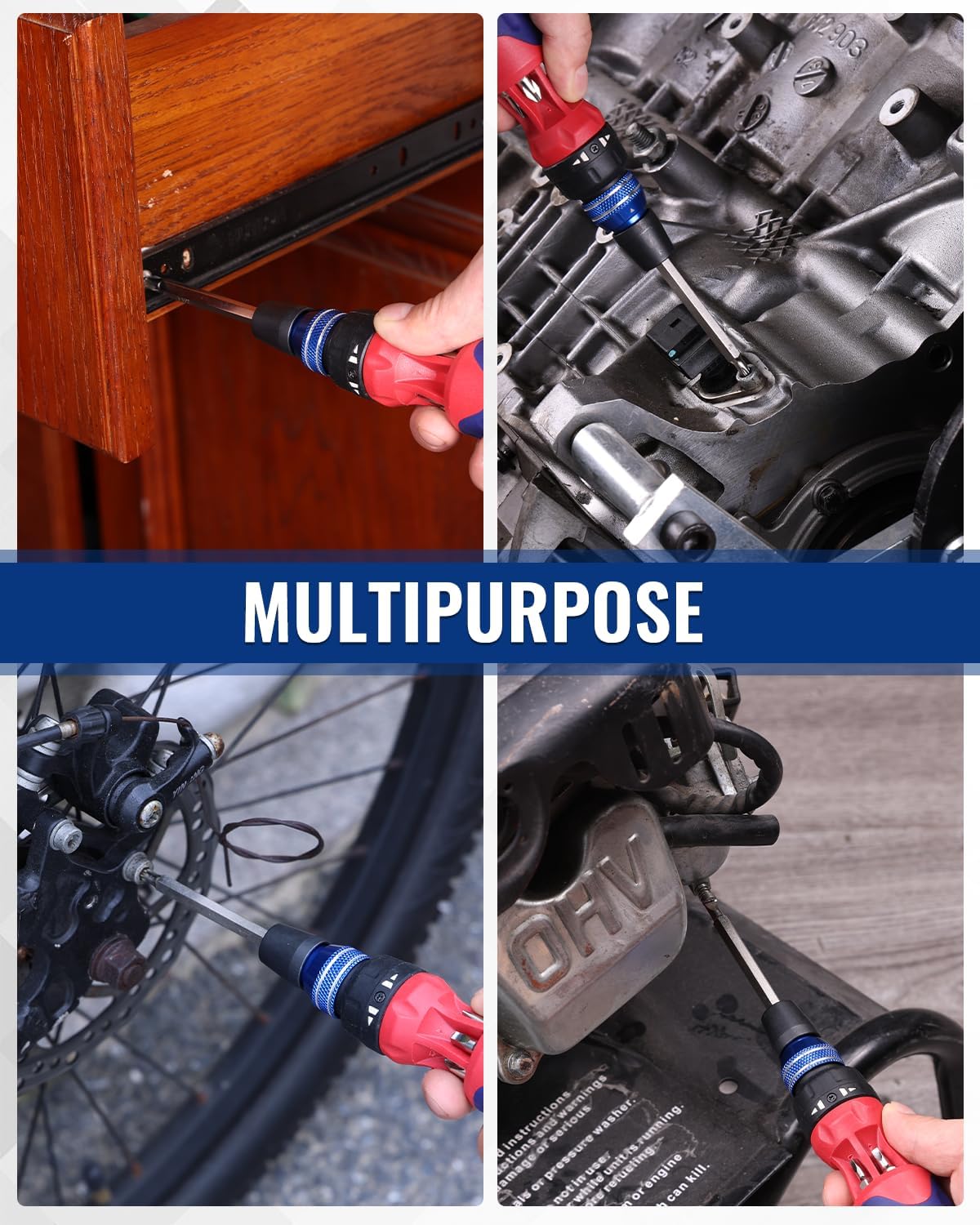 WORKPRO Compact Multi-Bit Screwdriver – Bicycle Repair EDC for Saddlebag and Handlebar Bag