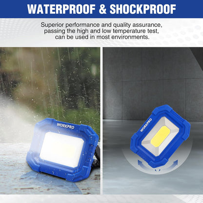 WORKPRO Cordless Backup Light – 2000LM Emergency Floodlight for Blackouts and Storm Prep, 2 Pack