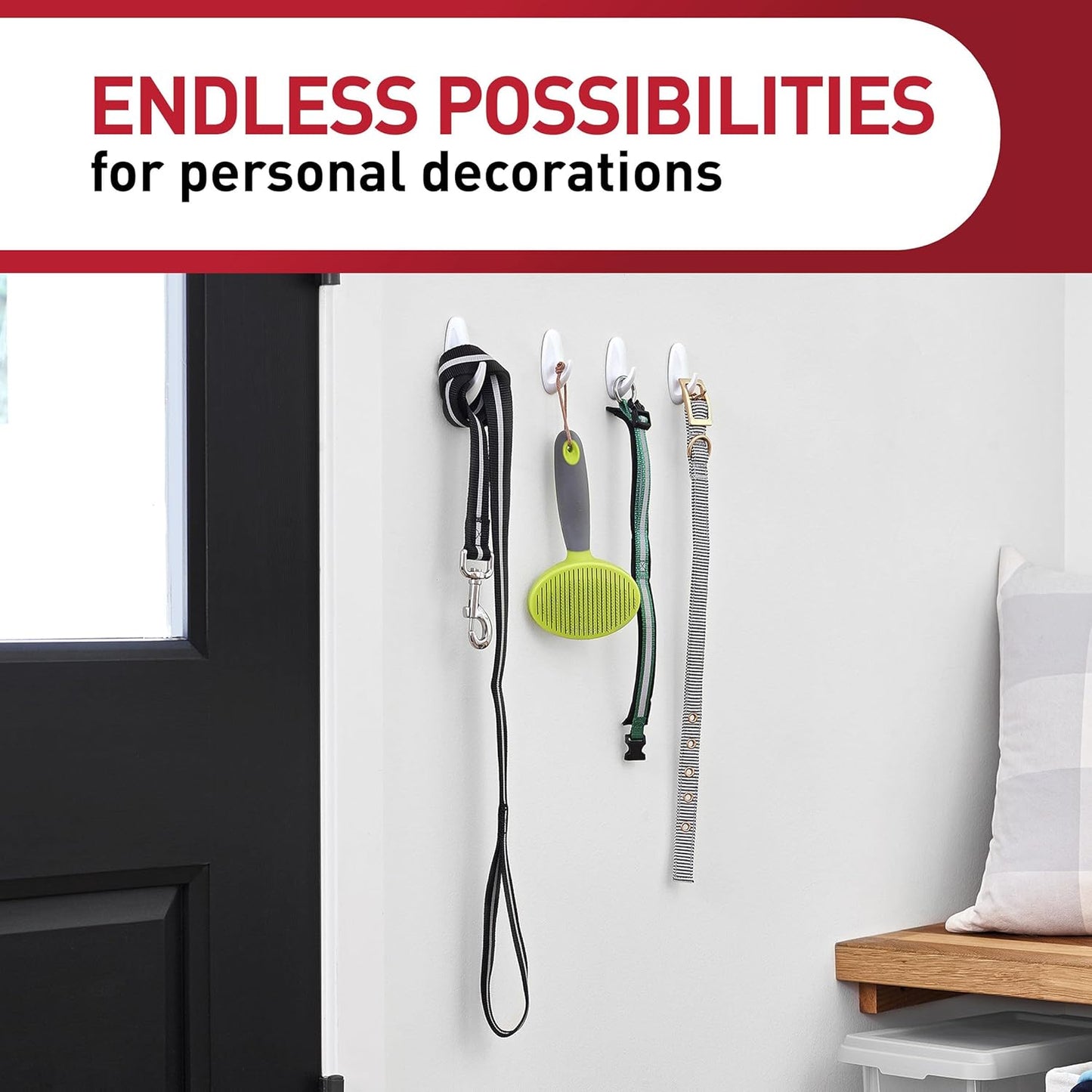 works on painted walls, finished wood, glass, tile, and metal surfaces
