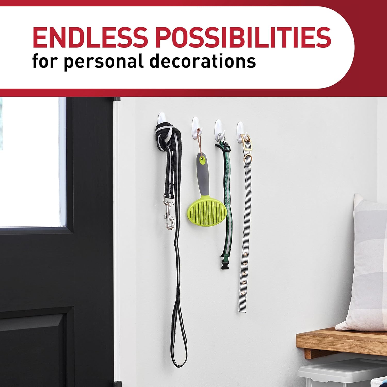 works on painted walls, finished wood, glass, tile, and metal surfaces