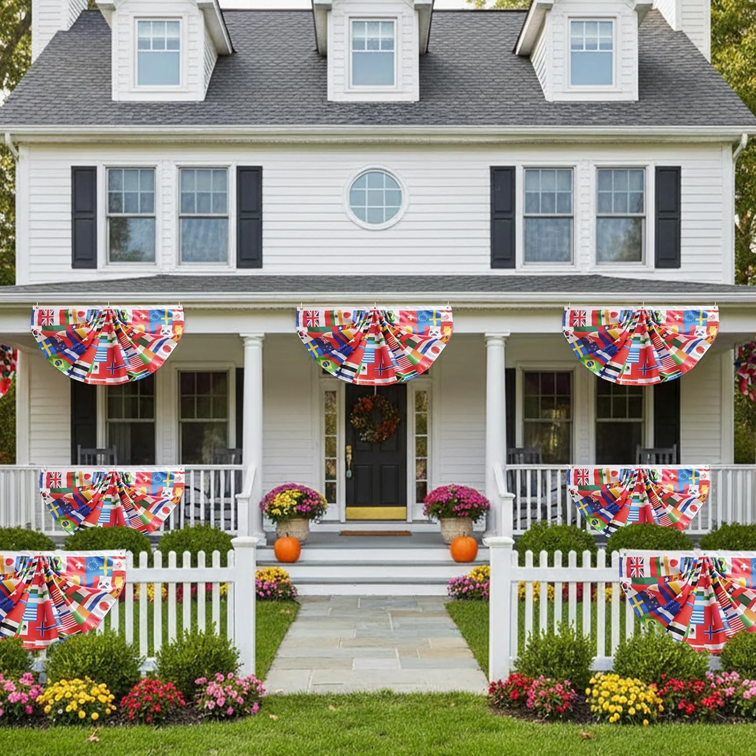 World Cup Flag Banner – Stylish 36-Nation Pleated Fan Backdrop for Living Rooms & Bedrooms