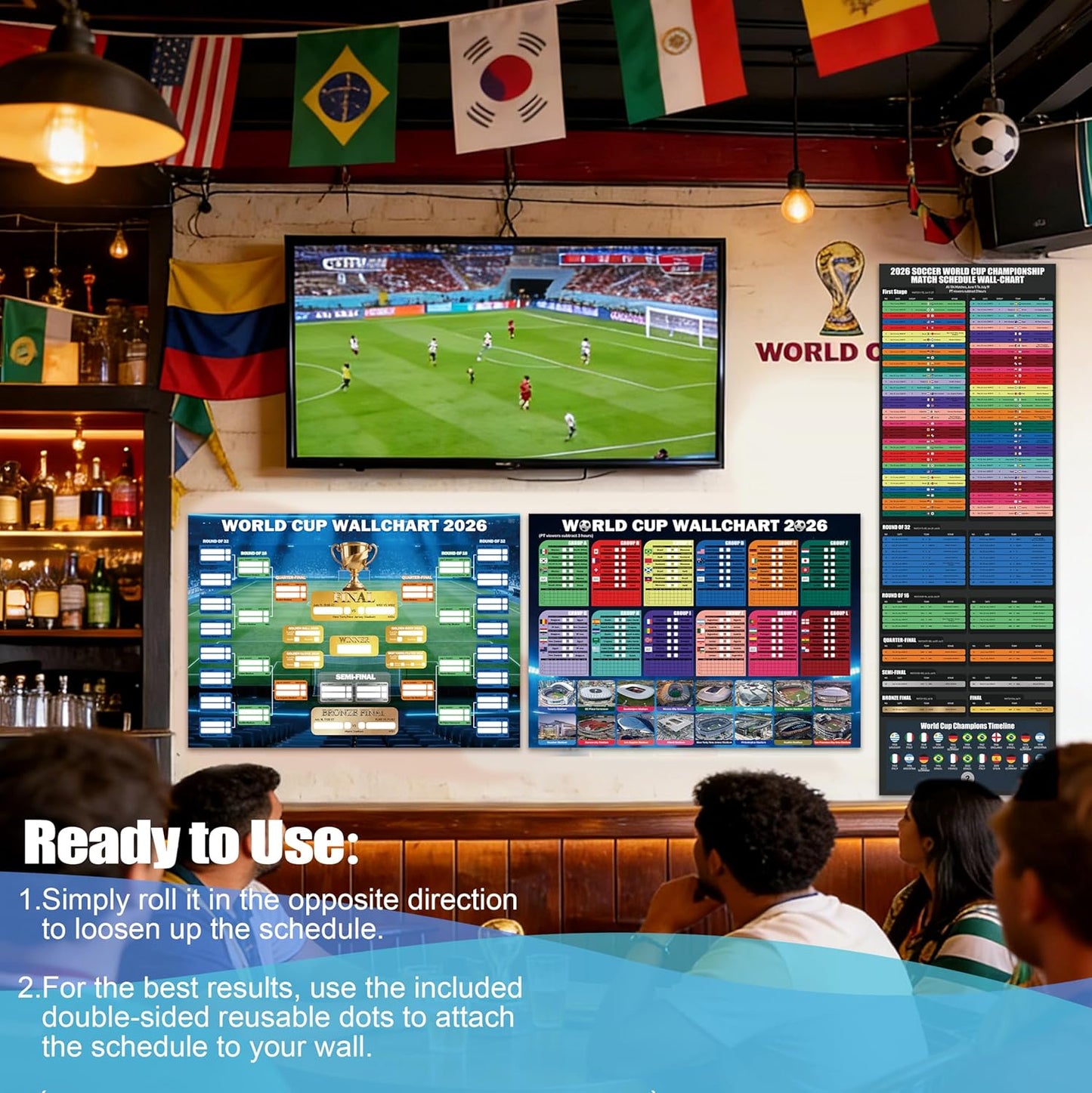 World Cup Wall Chart 2026 Poster Set – Family-Friendly Playroom Wall Decor for Youth Soccer Fans