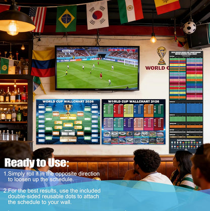 World Cup Wall Chart 2026 Poster Set – Family-Friendly Playroom Wall Decor for Youth Soccer Fans