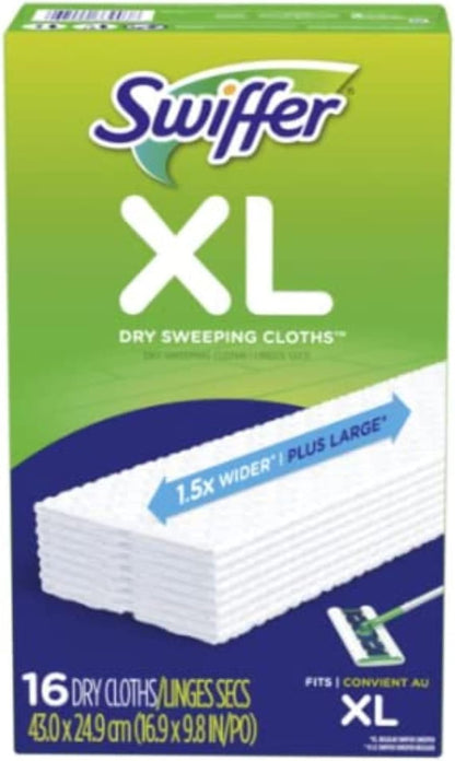 x-large cloth size — twice the surface area of regular swiffer dry cloths