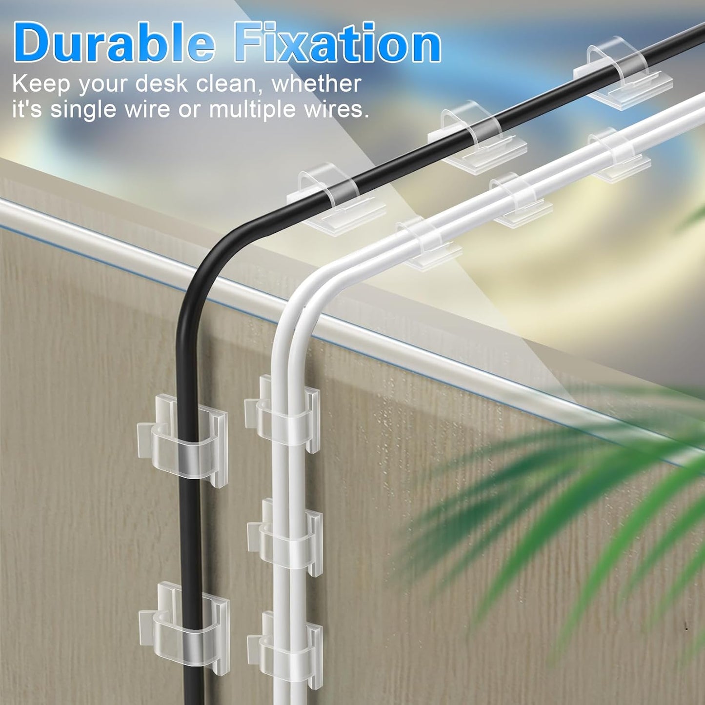 XHF Clear Adhesive Cable Clips for Living Room TV Wall, Invisible Cord Holder for Media Center Setup