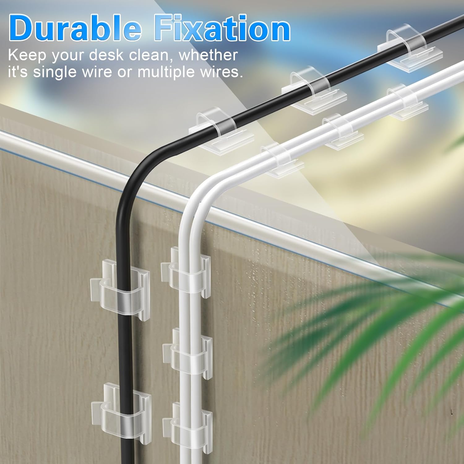 XHF Clear Adhesive Cable Clips for Living Room TV Wall, Invisible Cord Holder for Media Center Setup