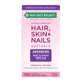 Nature's Bounty Advanced Hair, Skin & Nails – Clutter-Free Vanity Supplement, 2-Pack of 150 Softgels