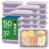 TastyFresh 50 Pack 32 oz Meal Prep Containers, Black – Macro-Friendly Portion Control Boxes for Fitness and Bodybuilding Diets