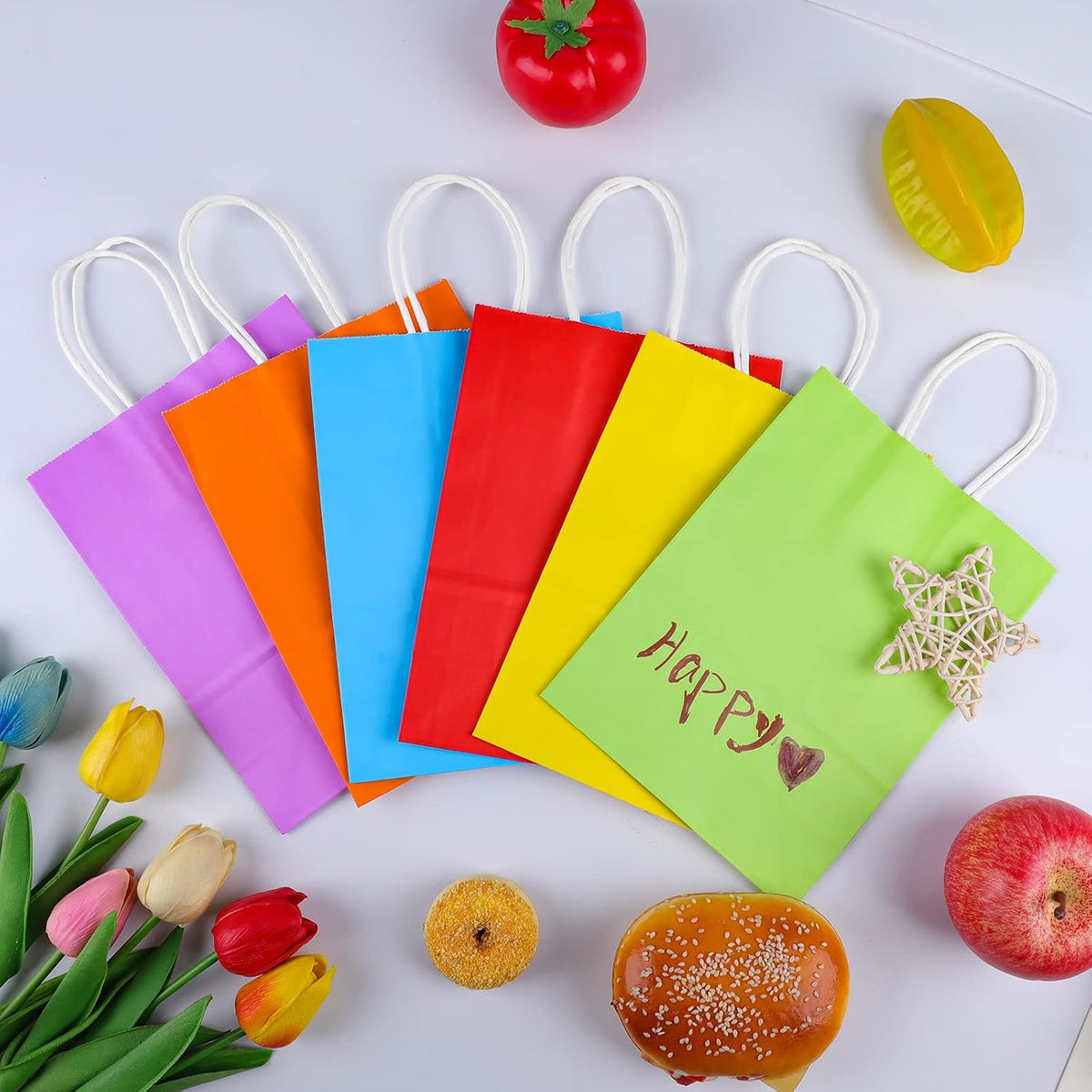 XPCARE Paper Gift Bags 5.25x3.25x8.25 Kraft Favor Bags for Birthday Gifts, Blank Canvas for Women and Mom