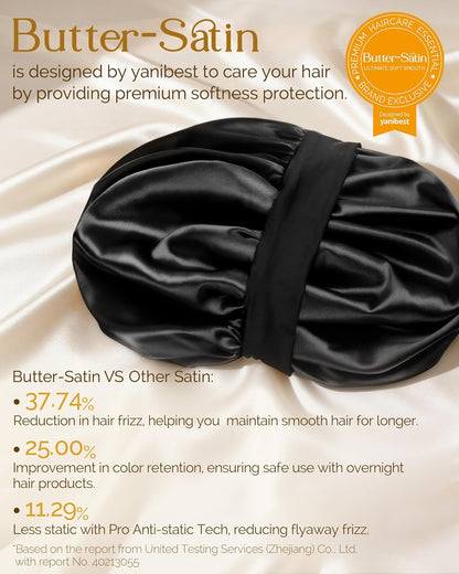 YANIBEST Double Layer Satin Bonnet for Sleeping – Simple Unisex Sleep Cap for Curly Hair, Clean Understated Design