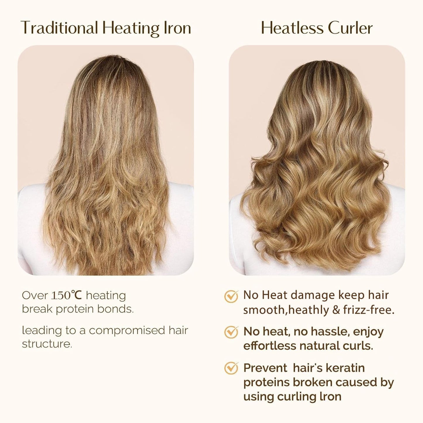 Yanibest No Heat Curling Set – Thoughtful Valentine's Day Gift for Women, Heatless Ribbon Curlers to Sleep In