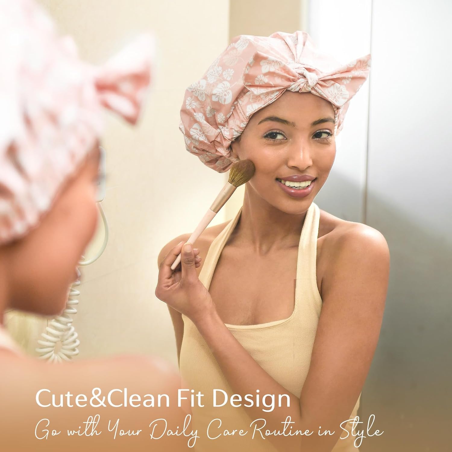 Yanibest Shower Cap for Women – Compact Travel Shower Essential, Reusable Waterproof Hair Protector for Hotel Gym