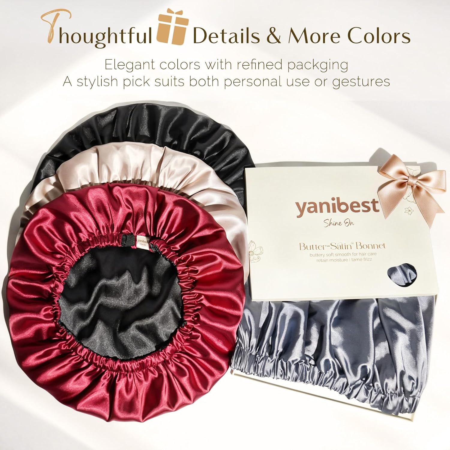 YANIBEST Silk Bonnet for Curly Hair – Nightly Hair Care Ritual, Satin Sleep Cap for Frizz-Free Mornings