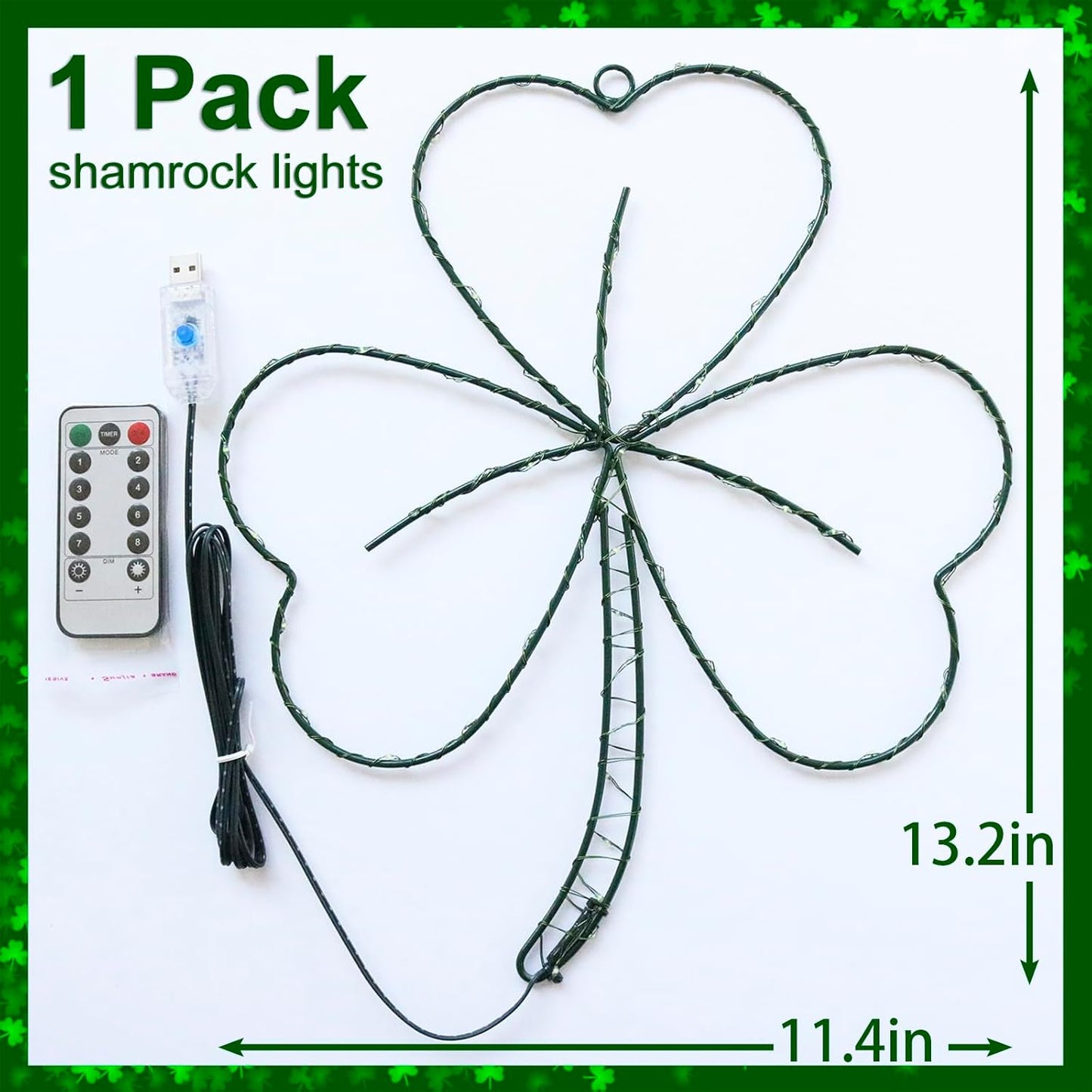 YAOZHOU 58LED Green Shamrock Silhouette Light – Lucky Irish Gift for Parents, Housewarming Present for Friends Who Love Ireland