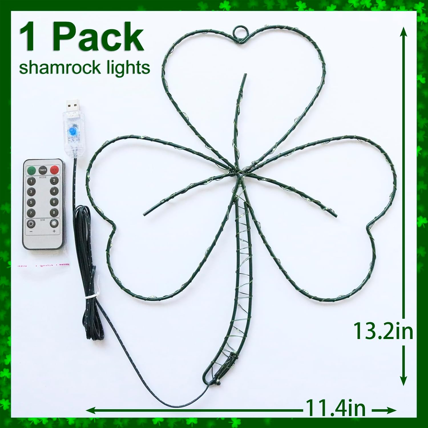 YAOZHOU 58LED Green Shamrock Silhouette Light – Lucky Irish Gift for Parents, Housewarming Present for Friends Who Love Ireland