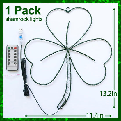 YAOZHOU 58LED Green Shamrock Silhouette Light – Lucky Irish Gift for Parents, Housewarming Present for Friends Who Love Ireland