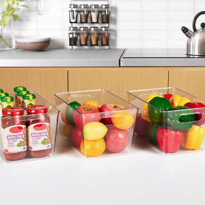 YIHONG Clear Storage Bins – Stylish Pantry Display Organizer, Stackable Modern Bins