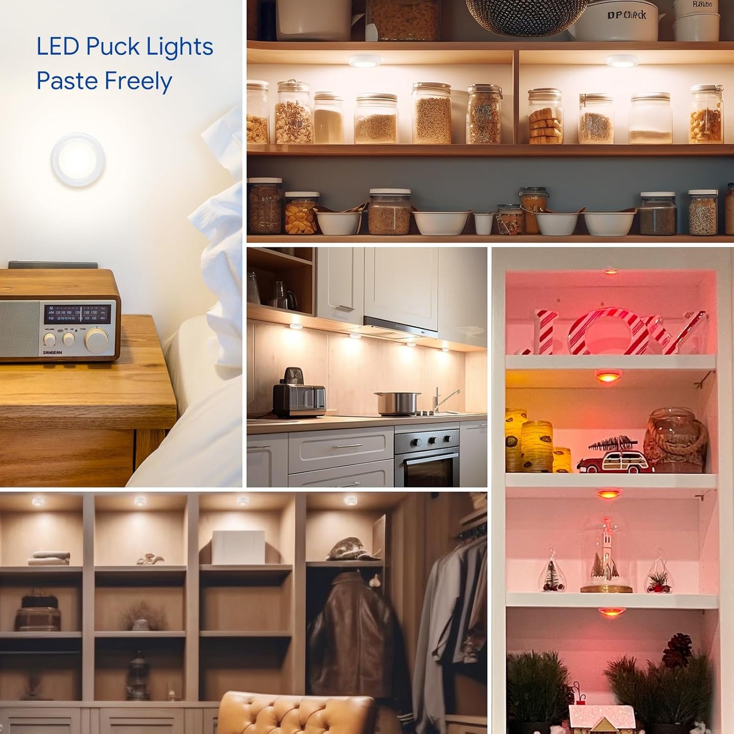 Yiliaw Round Puck Lights – Simple Battery Powered Lighting for Minimalist Bedrooms and Hallways, 16 Colors