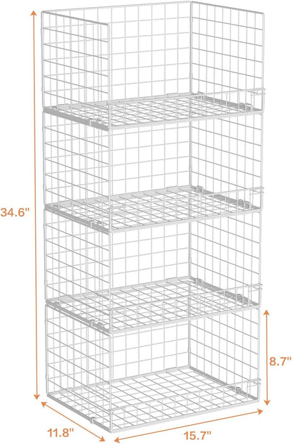 Yociyoga 4-Tier Foldable Closet Organizer – Minimalist White Storage for Small Bedroom Wardrobes