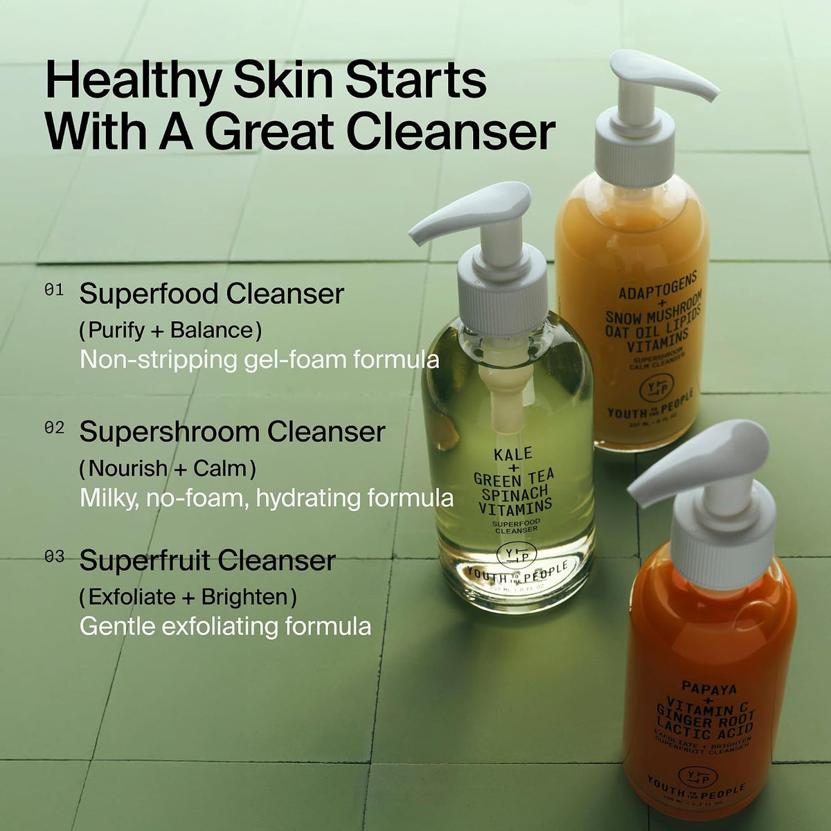 Youth To The People Superfood Cleanser - Clean Kale + Spinach Gel for an Uncluttered Skincare Shelf