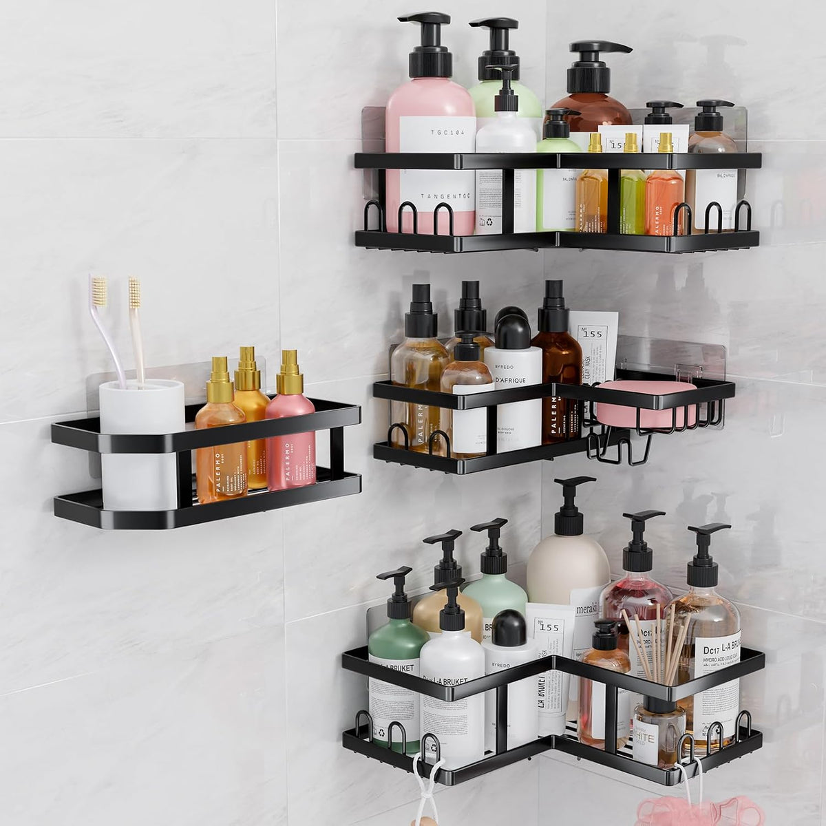 Youvip No Drill Shower Caddy 5-Pack Ideal Gift for College Dorm and Studio Living